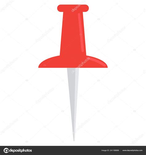 Red Push Pin Icon Vector Illustration Flat Style Design Isolated Stock