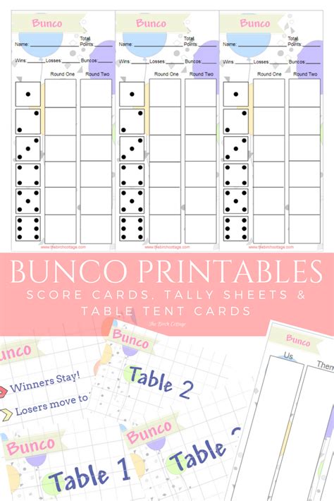 Free Printable Bunco Score Cards Printable Word Searches