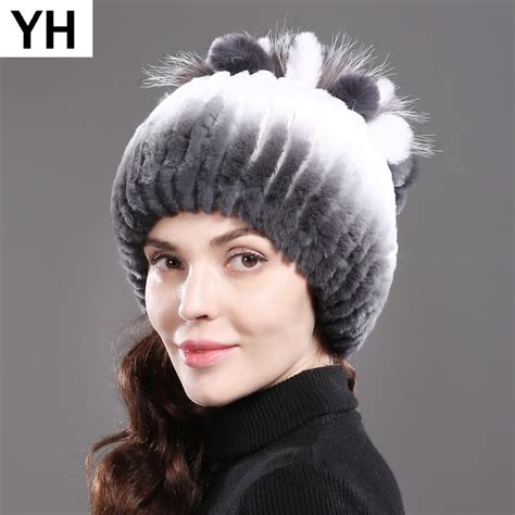 2018 Women S Genuine Rex Rabbit Fur Hats Winter Rex Rabbit Fur Bea