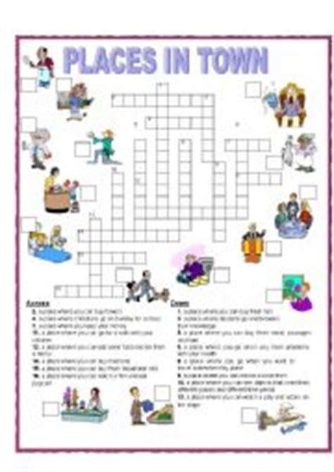 CROSSWORD - PLACESIN TOWN - ESL worksheet by Keyeyti
