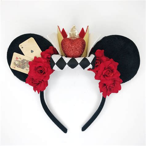 Queen Of Hearts Minnie Ears Alice In Wonderland Headband Off Etsy
