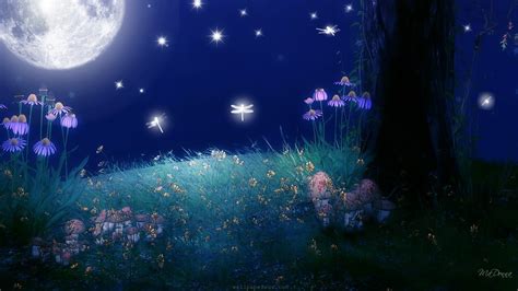 Tumblrstatictwilight Of The Moon Bright Flowers Full Moon Glow Grass