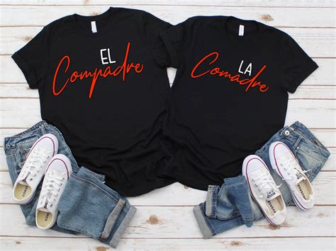 La Comadre El Compadre Spanish Words Couple Shirts Spanish Couple