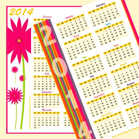Free Printable 2014 Calendars In Happily Colored Border Design