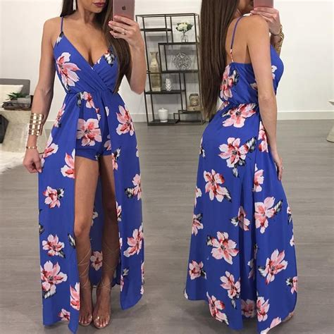 Vintage Floral Print Strappy Wrapped Maxi Romper Dress Maxi Romper