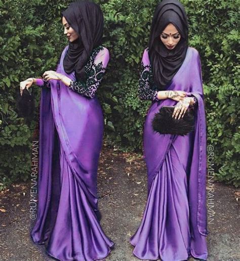 Because I Love Purple Saree With Hijab Muslim Fashion Outfits Pretty Girl Dresses