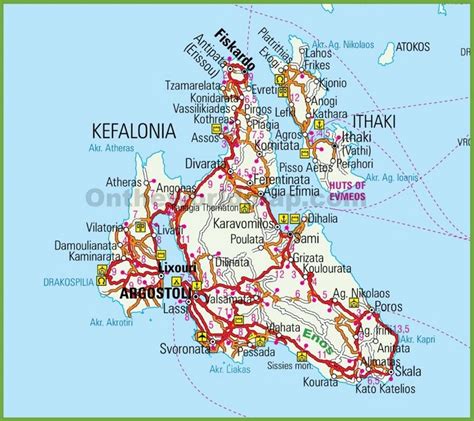 Kefalonia Map Of The Island Islands With Names