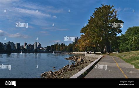 View Of Popular Seawall A Trail In Stanley Park Vancouver British