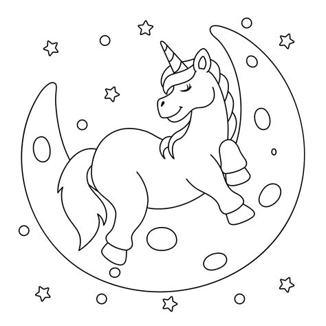 Unicornio Con Luna Para Colorear Imprimir E Dibujar Coloringonlycom
