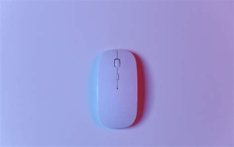 Premium Photo White Pc Mouse In Red Blue Neon Light