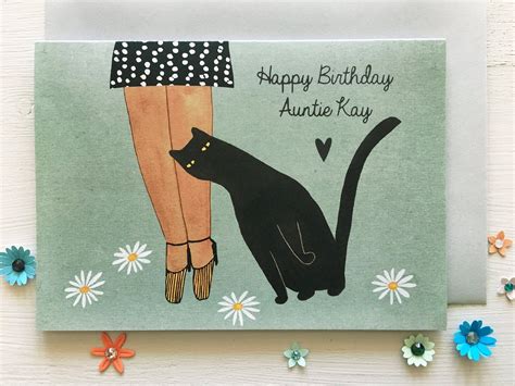 A6 Personalised Black Cat Birthday Card Black Cat Etsy Cat