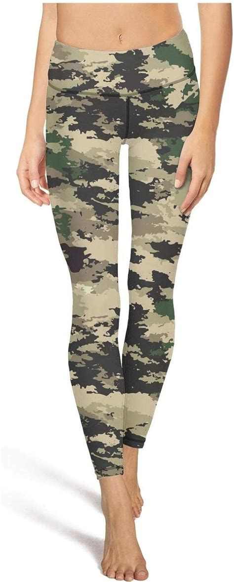 green camouflage camo army workout running leggings for women tummy control athletics yoga pants