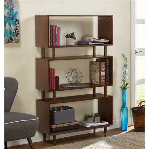 Retro Bookshelf Bookcase Mid Century Modern 3 Shelf Display Bookshelves