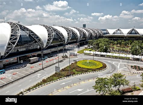Exterior View Of Suvarnabhumi Airport Bangkok Thailand Stock Photo