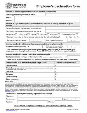 Employers Declaration Form Fill And Sign Printable Template Online