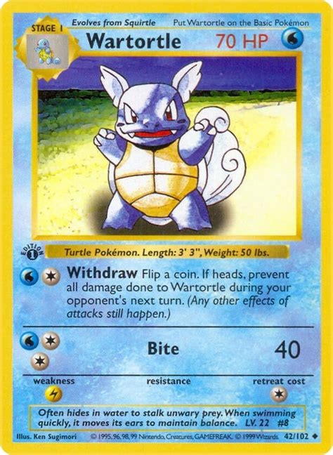 Wartortle Base Set Shadowless Pokemon