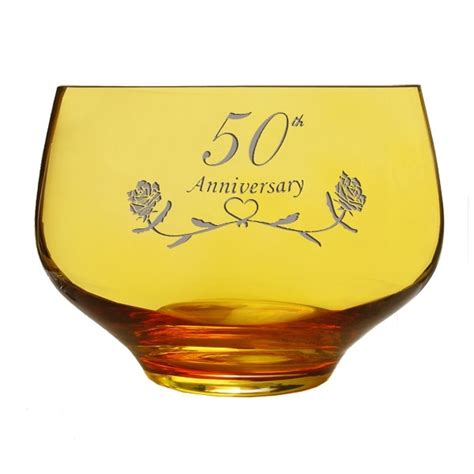For their 1st anniversary, look for when celebrating a 50th anniversary, go for the gold. 50th Golden Wedding Anniversary Gifts Crystal Bowl ...