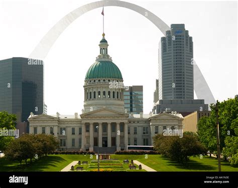 State Capitol Building And Saint Louis Arch Missouri Usa Stock Photo