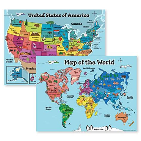 Illustrated Map Of The Us For Kids Laminated Childrens Wall Map Of