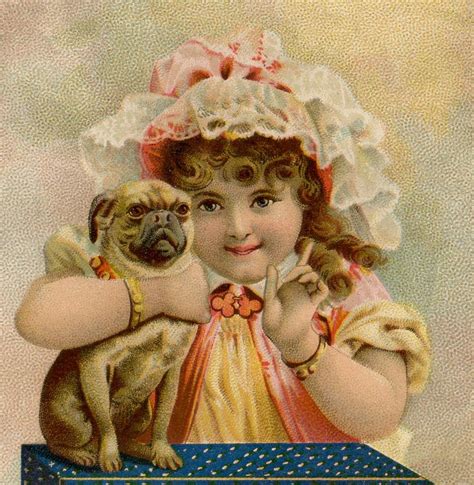 Cute Vintage Girl With Pug Image The Graphics Fairy Boxer Dog Puppy