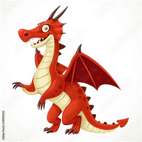 Cute Cartoon Red Dragon Isolated On A White Background Stock Image