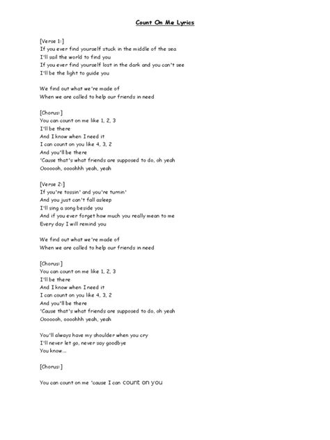 Count On Me Lyrics Pdf Refrain Song Structure