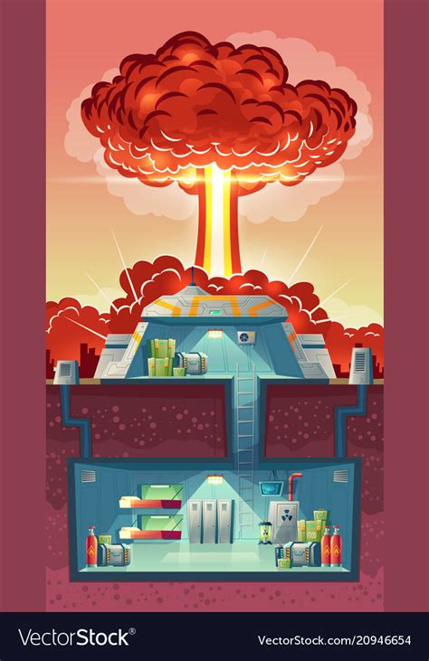 Cross Section Nuclear Shelter Explosion Royalty Free Vector