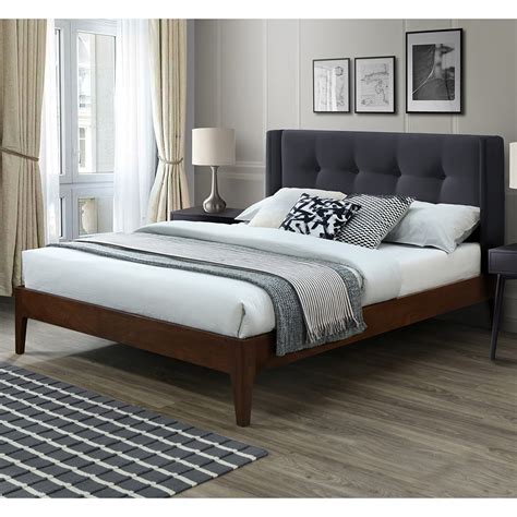 Dg Casa Conway Mid Century Modern Upholstered Platform Bed Frame With