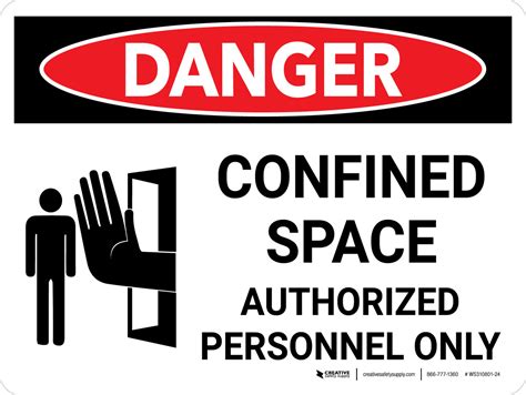Danger Confined Space Authorized Personnel Only Landscape With Icon