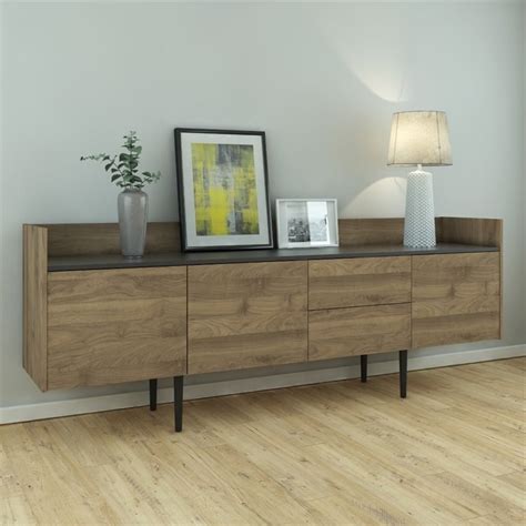 Tvilum Unit 2 Drawer And 3 Door Sideboard In Walnut And Black Homesquare