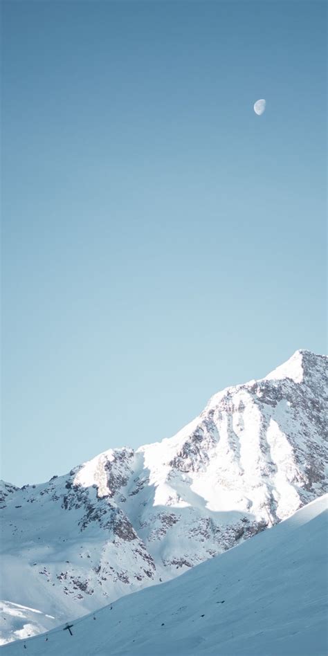 Glacier Mountains Landscape Blue Sky Sunny Day Nature 1080x2160