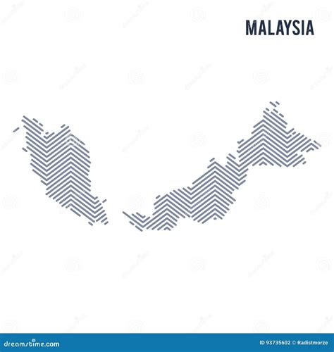 Vector Abstract Hatched Map Of Malaysia Isolated On A White Background