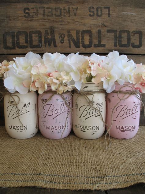 Sale 4 Pint Mason Jars Ball Jars Painted Mason Jars Etsy Pink Mason
