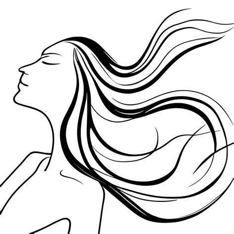 Line Art Woman Hair Blowing In The Wind · Creative Fabrica