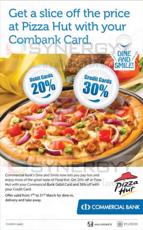 Pizza Hut Offer For 20 To 30 On Commercial Bank Credit Debit Card