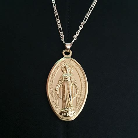 Lnrrabc Virgin Mary Necklace Women Cross 1pc Religious Catholic