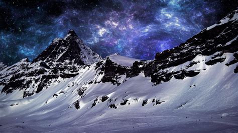 Space Glacial Landform Zermatt Sky 4k Nature Snow Winter