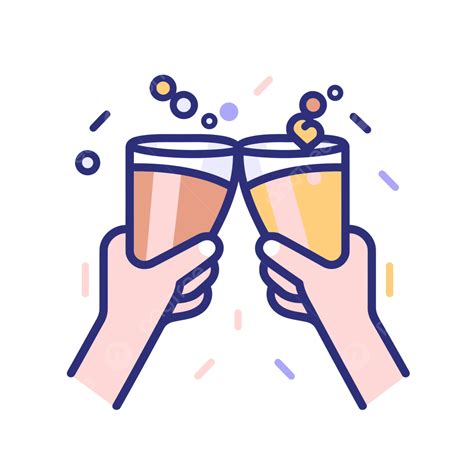 Hands That Are Toasting Alcohol Vector Cheers Lineal Icon Flat Icon