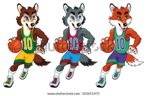 Basketball Mascots Funny Cartoon Vector Isolated Stock Vector Royalty