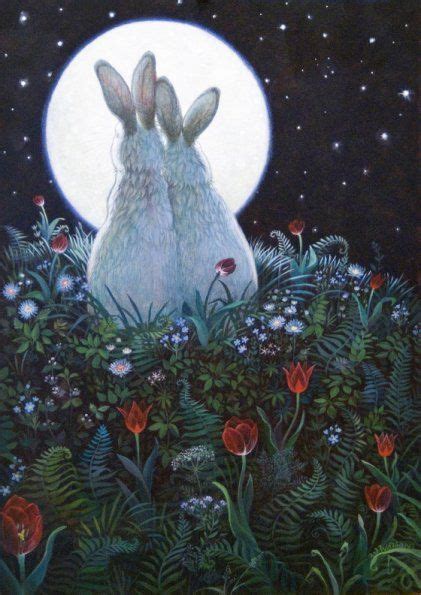 35 Moon Gazing Hares Ideas Moon Gazing Hares Bunny Art Rabbit Art