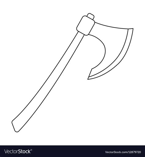 Viking Battle Axe Icon In Outline Style Isolated Vector Image
