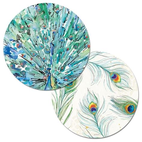 Reversible Round Plastic Placemats Peacock Garden Set Of 4 Tropical Placemats By J Mark