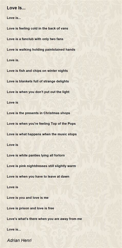 Love Is... Poem by Adrian Henri - Poem Hunter