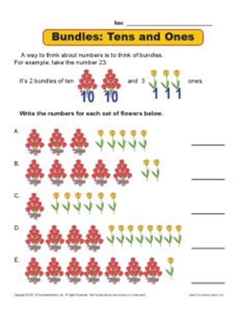 For each number, have students draw (with tallies, stars, circles) or use manipulatives. Bundles: Tens and Ones | Place Value Worksheets for 1st Grade