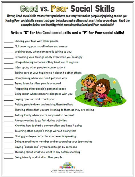 Free Printable Social Skills Worksheets For Elementary Students