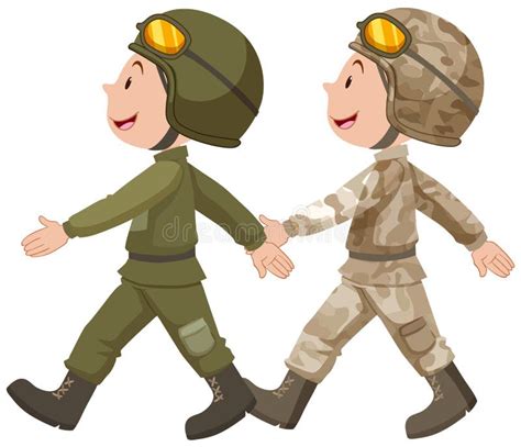 Dos Soldados En Marchar Uniforme Ilustración Del Vector Ilustración