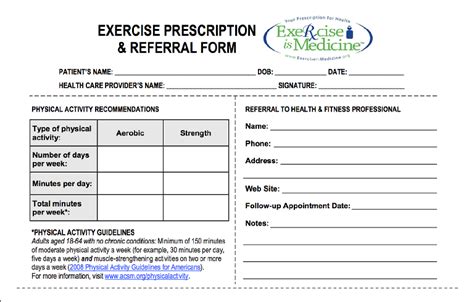 exercise prescription  referral form