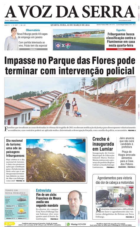 Edição De 02 De Março De 2016 Jornal A Voz Da Serra