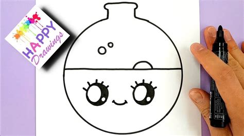 How To Draw A Cute Cartoon Tube Test Easy Erlenmeyer Flask Kawaii