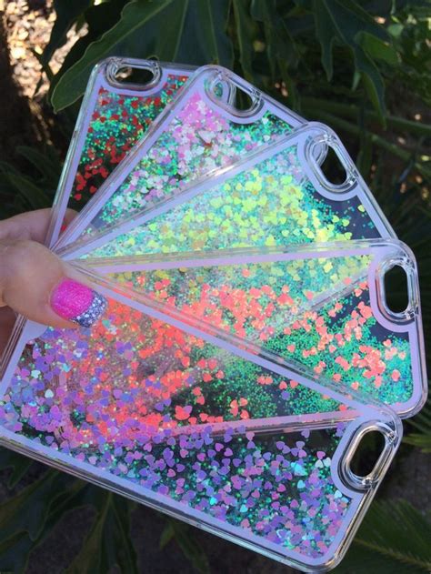 Quick Shipping Liquid Holographic Heart Glitter Glow Iphone Case 55s